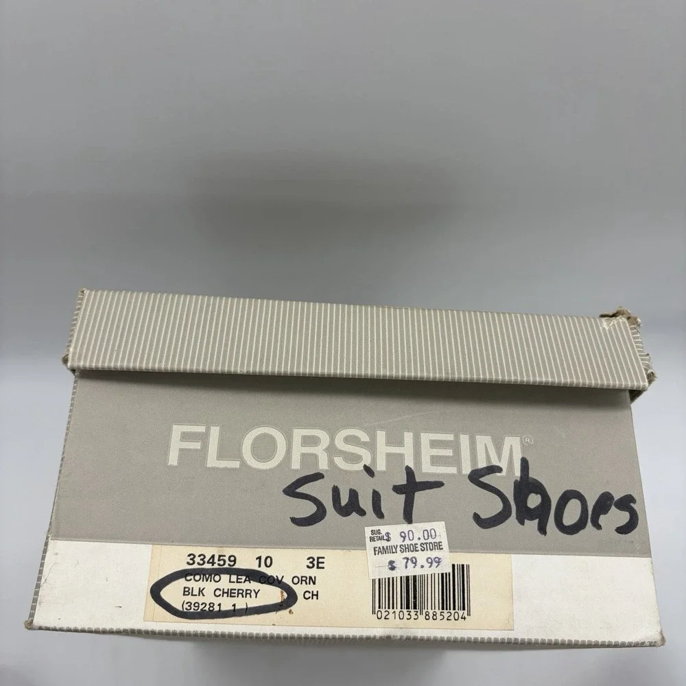 Vtg Florsheim Mens 10 3E EEE Loafers Dress Shoes Burgundy Leather Slip On Buckle